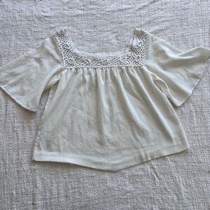 Vintage White Crochet Peasant Top